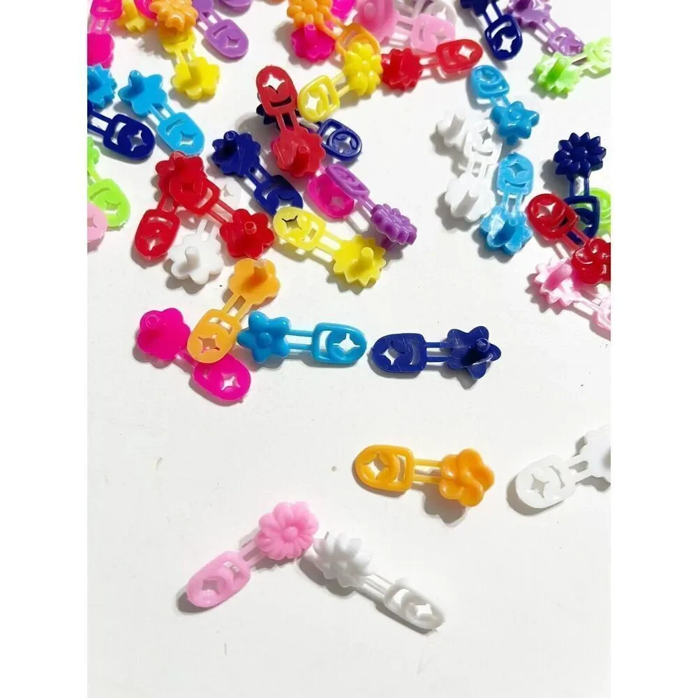 Vintage Lot of 58 Micro Plastic Braid Barrettes Cornrows Colorful Flower‎ Kids